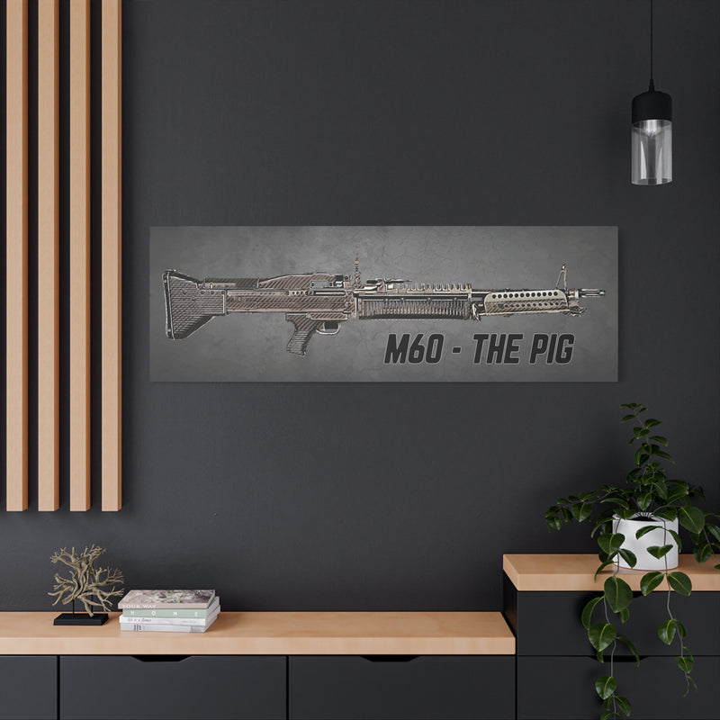 M60 The Pig Canvas Art - Stretched Wall Decor for Military Enthusiasts